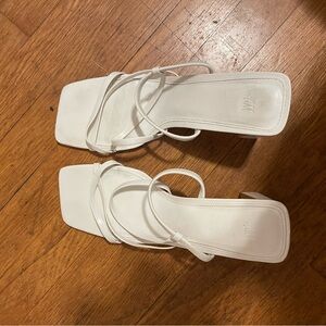 H&M White Square Toe Heels with Elegant Straps
